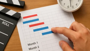 Como gerenciam cronograma de filmagem de 3 meses?