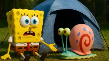 Bob Esponja Resgate 2020 animação CGI acampamento caracol Gary