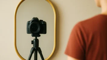 Por que câmera não aparece em cena de espelho?